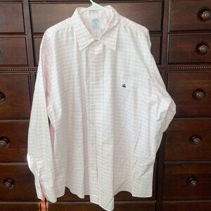Brooks Brothers Pink and White Plaid Button-Up